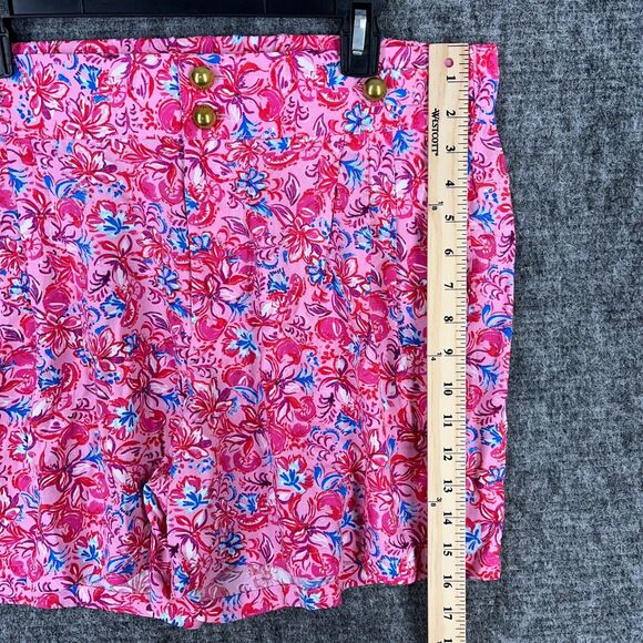 Stella Parker Shorts Womens Large Pink Rayon Floral Button High Waist Chino Boho - Picture 6 of 11